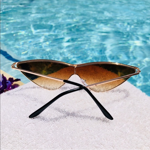 “Aurelie” Gold Metal Slim Cat Eye Sunnies - Picture 3 of 4